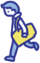 画材を持って走る美大の大学生のイラスト