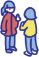 相談し合う女性2人のイラスト